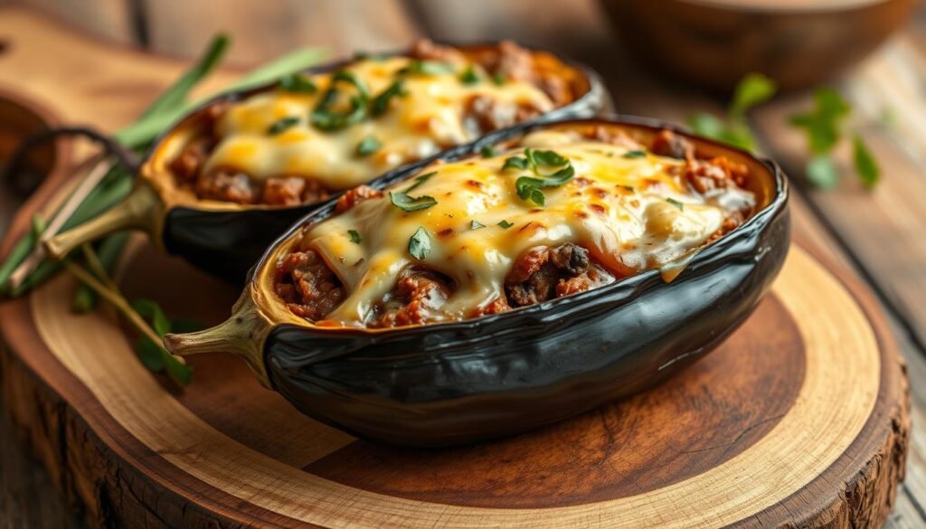 Berinjela Recheada com Carne Moída